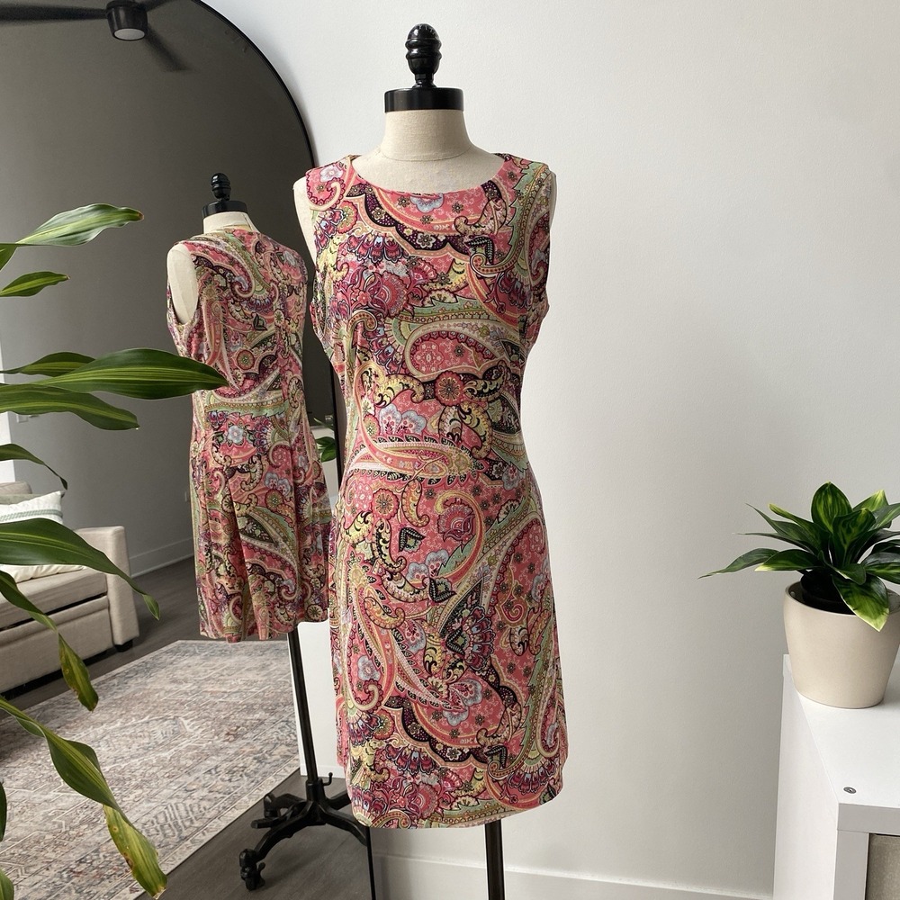 Tommy Hilfiger Paisley Print Shift Dress Women's Size 4 Preppy Maximalist